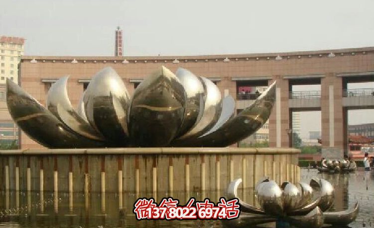 不銹鋼荷花雕塑，美化家園，增添小區公園戶外環境