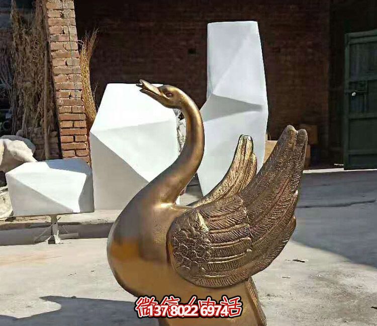 創意不銹鋼鑄銅天鵝雕塑