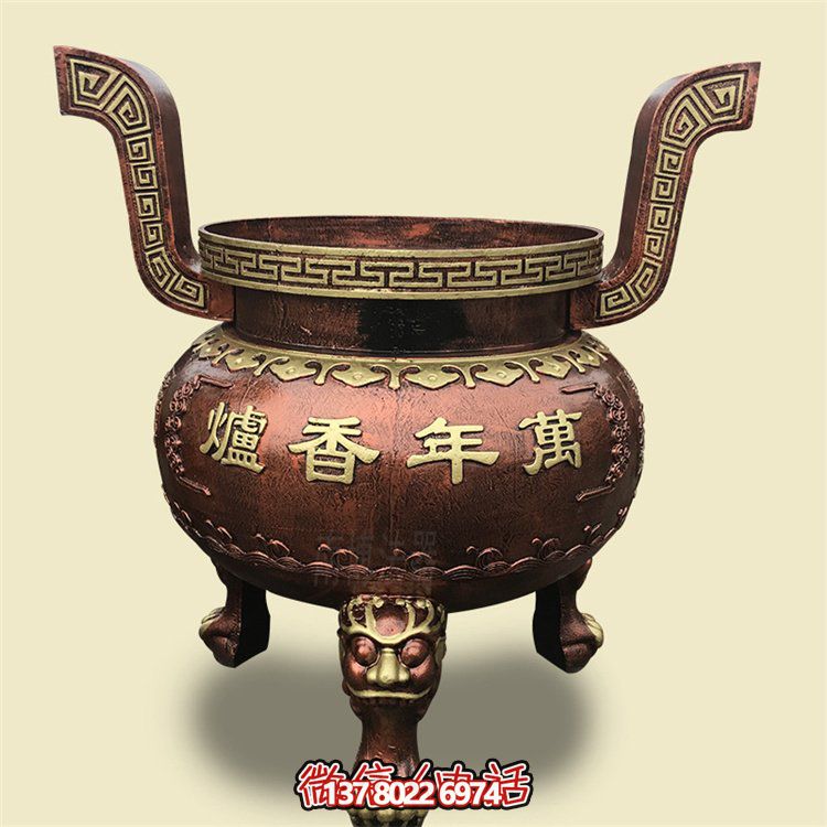 家用銅雕上香祈福鼎，香爐雕塑